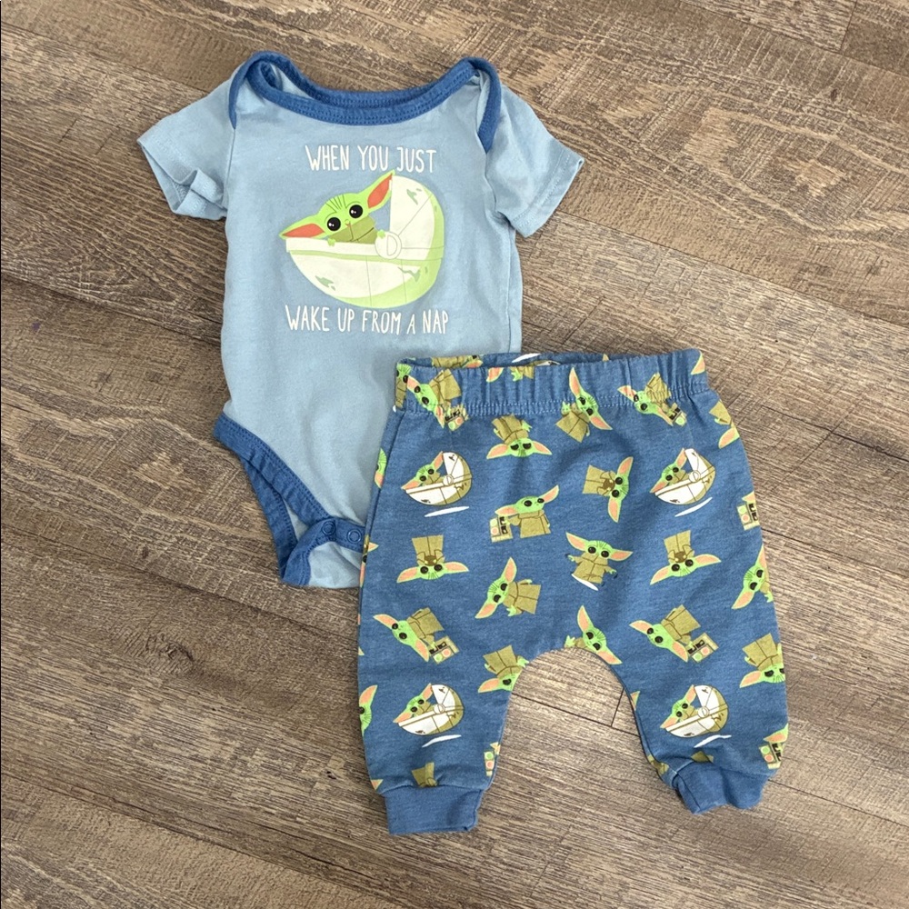 Star Wars Baby Yoda Blue Bodysuit Set